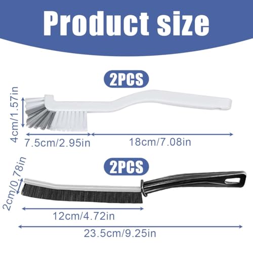 CPJJ 4er Pack Fugenreinigungsbürste für Fenster, Türspalten und Küche - Multifunktionaler Reinigungspinsel für Ecken und Fliesen (2 Schwarz 2 Weiß)