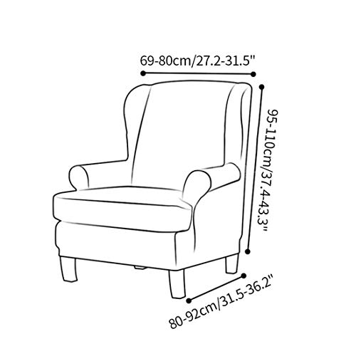 YUENA CARE Wing Chair Cover Printing Spandex High Stretch Slipcovers for Wingback Chairs Slip Resistant 2 Pieces Arms Printing Fabric Furniture Protector Gray One Size - Thumbnail 6