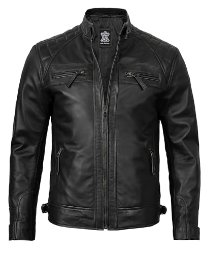 Image of Decrum Leather Jacket Men - Cafe Racer Style Real Lambskin Leather Jackets For Men