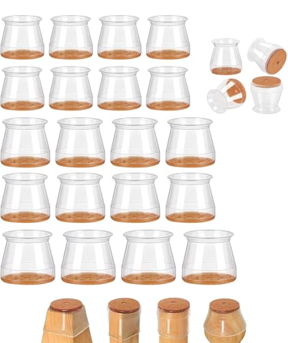 Image of 20PCS Chair Leg Floor Protector, Chair Leg Protector Cap, Transparent Felt Pads for Furniture Legs, Includes Three Sizes for Home and Office Use, 1.5-2.4 cm x8, 2.2-2.9 cm x8, 3.0-3.8 cm x4