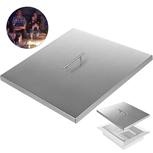 VBENLEM Fire Pit Lid 21x21 Inch 1.5mm Thick 430 Stainless Steel Fire Pit