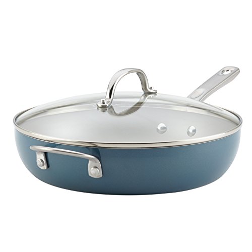 Ayesha Curry 10756 Home Collection Porcelain Enamel Nonstick Covered Deep Skillet With Helper