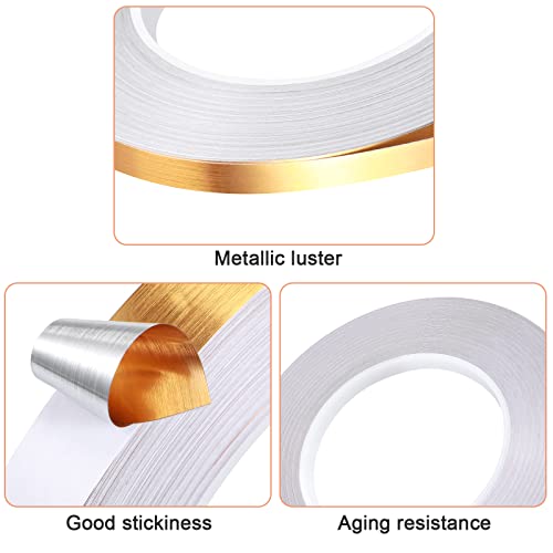 Zonon 3 Rolls Multi Size Self Adhesive Polyester Film Tape 1/5, 4/5, 7/5 Inch Washi Metallic Tape for Detailing Accent Graphic Arts for Walls Cars and Boats Trim(Gold) - Image 4