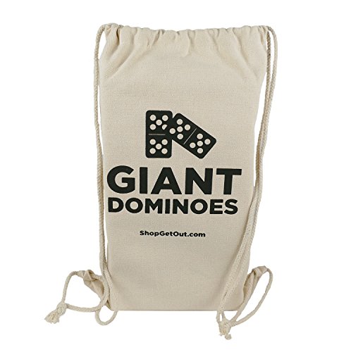 Get Out! Giant Wooden Dominoes 28-Piece Set & Bag – Jumbo Black Color Wood & White Numbers, Kids Adults Outdoor Games - Thumbnail 5