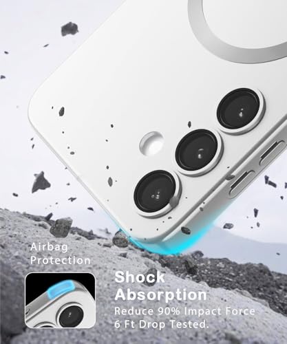 Image of DIZORO Samsung A35 5g Case, Compatible with Mag Safe Back Cover, Matte Luxury Metallic Luster Flexible TPU Wireless Charging Shockproof Case with Camera Protector Lens (Silver)