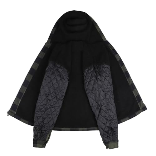 TanBridge Men’s Plaid Hoodie Jacket Sherpa Lined Checkered Fleece Sweatshirt for Men Full Zip Heavyweight Winter Coat3