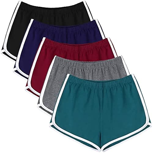URATOT 5 Packs Soft Comfy Booty Cotton Workout Pants Breathable Lounge Dolphin Shorts Cycling Hiking Pants for Women