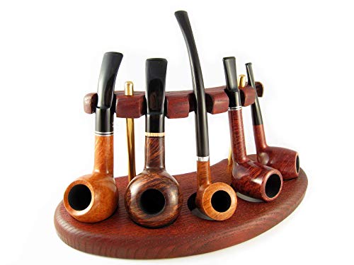 Fashion New Wooden Pipe Stand Rack Holder for Tobacco Smoking Pipes. Handcrafted (For 5 Pipes)