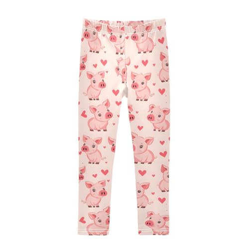 Pink Pig Love Girls Leggings Ultra Soft Compression Yoga Gym Pants for Kids 4-10T