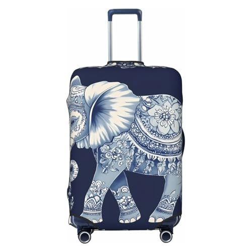 Colorful Paisley Elephant Elastic Travel Luggage Cover, Washable Spandex Suitcase Protector, Anti-Scratch Fits 18-32 Inch