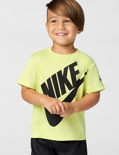 Image of Nike Boys Polyester Solid Little 2 Piece Swoosh T-Shirt Tee & Mesh Shorts Set