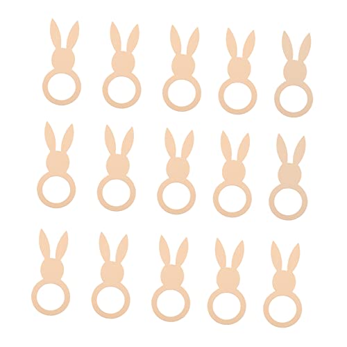 Genérico 15 Piezas Servilleteros De Pascua Conejito para Servilleta Servilleteros Anillos Decoración Cuerno Corchete Basura Heno Alimentador Juguete De Peluche Cumpleaños Beige De Madera