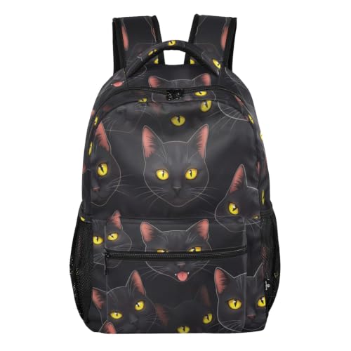 Sac à dos noir enfants Cool Cat pour garçon et fille grand cartable scolaire ados solide