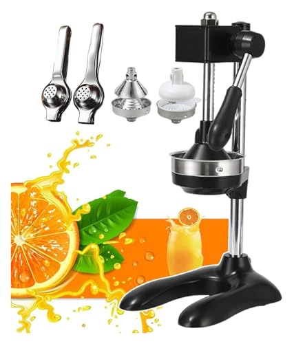 Exprimidor de Cítricos Profesional, Exprimidor manual de cítricos con placa de filtro y mango auxiliar. Herramienta manual for exprimir jugos.(Black)