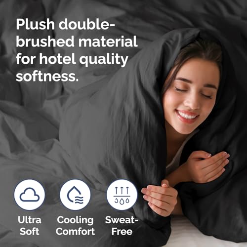 Image of Duvet Cover Super King Size Set - Extra Soft Super King Duvet Cover 108 inch x 98 inch with 2 Pillow Shams for Women, Men, Kids & Teens - Hotel Luxury w / Zipper Closures & Ties - Comfy & Breathable (Black)