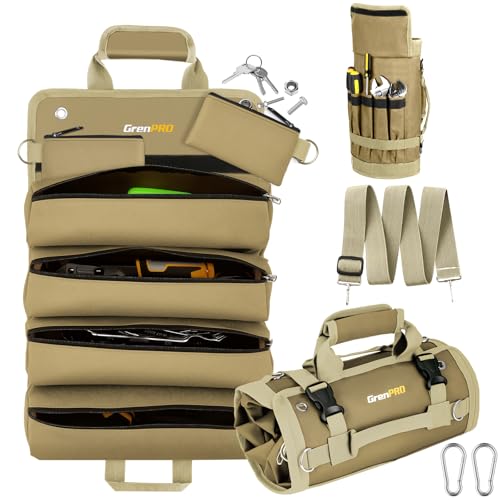 GrenPRO Roll Up Tool Bag, Tool Roll Up Bag with Detachable Tool Pouches, Soft Rollable...
