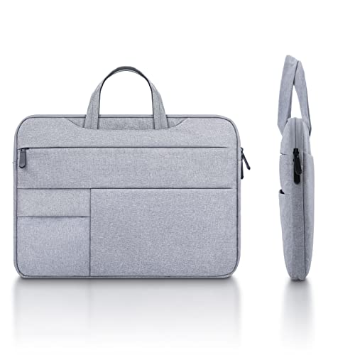 YINHANG Funda Ordenador Portátil 14 Pulgadas para 14  Chromebook Notebook Tableta, Caso Bolsa Computadora de Acolchada de Poliéster Impermeable con Oculto Asa Múltiples Bolsillos, Gris