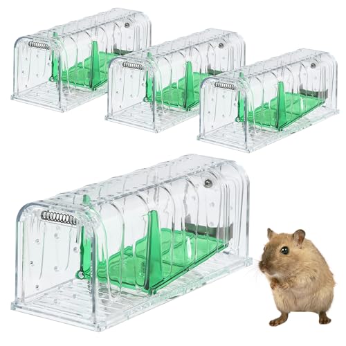 4 Stück Mausefalle, Lebendfalle für Maus Mausefalle Lebend,Klein und mittelgroß Lebendfalle Maus, Maus Lebendfalle mit Mäuseköder Box,mit...