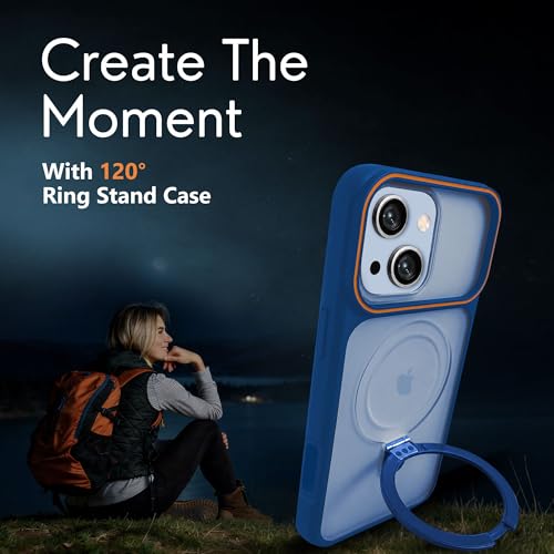 Image of AIBEX Protective OStand Case Compatible for Apple iPhone 15 MagSafe Compatible | Slim Shockproof Back Cover with Camera Lens Protection, Strong Magnetic Support & Anti-Slip Grip | Military Grade