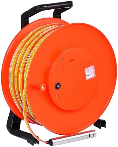 Water Level Meter - Electronic Depth Gauge for Groundwater Levels (10-300m) - Well Water Indicator with Fixed Probe & Steel Tape Sounder for Accurate Measurements