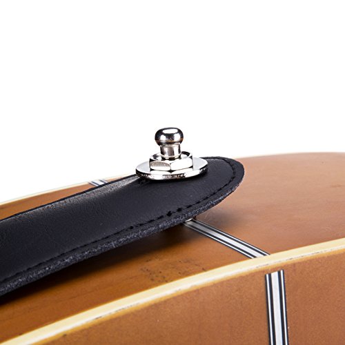 JinYu 4 Set Zwart Lederen Akoestische Gitaar Headstock Neck Loop Haak Knop Bevestiging en Paddestoelkop Gitaarband Knopen Ukelele