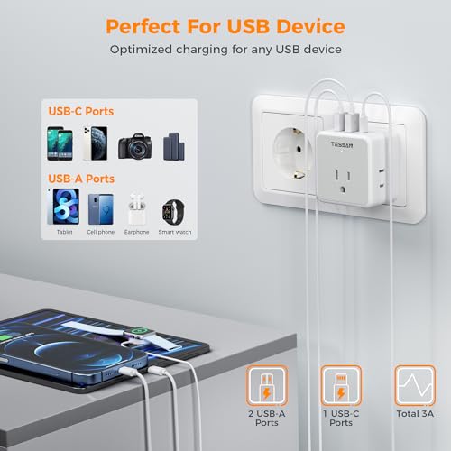 image for TESSAN All European Italy Travel Plug Adapter Kit, International Detac