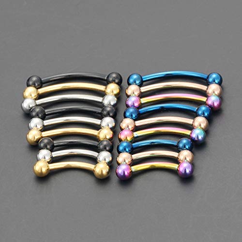 Scerring 18Pcs 16G Stainless Steel Eyebrow Tragus Helix Rook Daith Earrings Belly Lip Ring Barbell With Balls Body Piercing Jewelry 8Mm 10Mm 12Mm Mix Color #TOP2