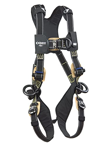 Image of 3M DBI-SALA ExoFit NEX 1113332 Full Body Arc Flash Climbing Harness, 4 PVC Coated Alum. D-Rings, Nomex /Kevlar Web, Comfort Padding, Locking QC Leg Straps, Large, Black