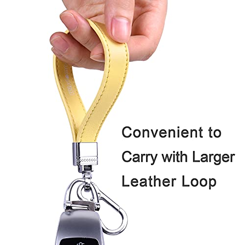 Wisdompro Genuine Leather Car Keychain, Universal Heavy Duty Key Fob Keychain Leather Key Chain Holder With 3 Keyrings And 1 Screwdriver For Men And Women - Yellow #TOP3