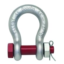 Crosby 1019468 Carbon Steel G-2130 Bolt Type Anchor Shackle, Galvanized, 3/4 Ton Working Load Limit, 5/16" Size
