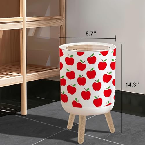 Basurero pequeño con tapa estampado manzanas rojas 7L miniatura 3