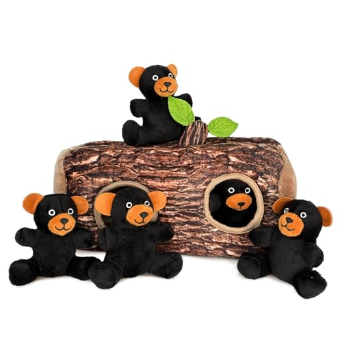 Laifug Hidden Bear Plush Dog Toy, Interactive Barking Dog Toy Playing Hide and Seek, Five in One Bear, Plush Puzzle, Suitable for Dogs of All Stages (Brown, XL)