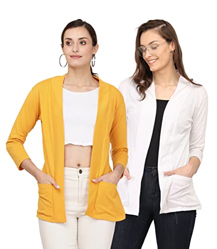 Image of Women's Cotton Shrugs with Pockets, Summer Shrugs for Ladies, Pack of Two