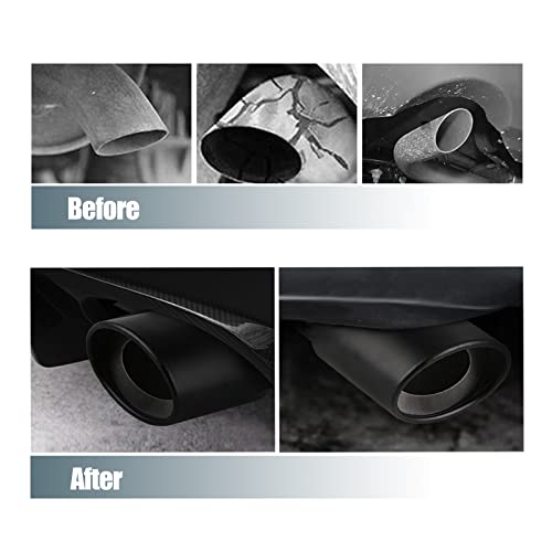 Yonput 1 Pc 2.5 Inch Inlet Exhaust Tip, 3.3" Outlet 5.7" Overall Length, Stainless Steel Black Powder Coated Exhaust Tailpipe, Rolled Angle Cut, Car Universal For 2.5" Od Tailpipe (Bending) #TOP5