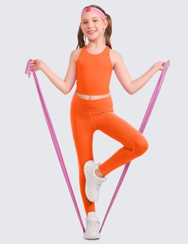Image of CRZ YOGA Girls Butterluxe Double Lined Crop Tank | Dance, Extremely Soft, Tight Fit, High Neck, Athletic, Sleeveless Tops for Teen