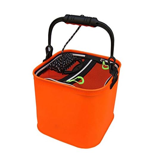 Portátil Cubo Pesca Pesca Plegable Cubo Plegable del Barril por Pesca Acampar al Aire Libre del Recorrido del almacenaje de Herramientas Naranja