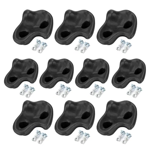 Rock Climbing Holds,10PCS Plastic Textured Comfortable Rock Climbing Stone Rocks Wall Stones with Screw Pad and Nut for Outdoor Indoor Climbing Playground Accessories Rock Wall Climbing Kit(Black)