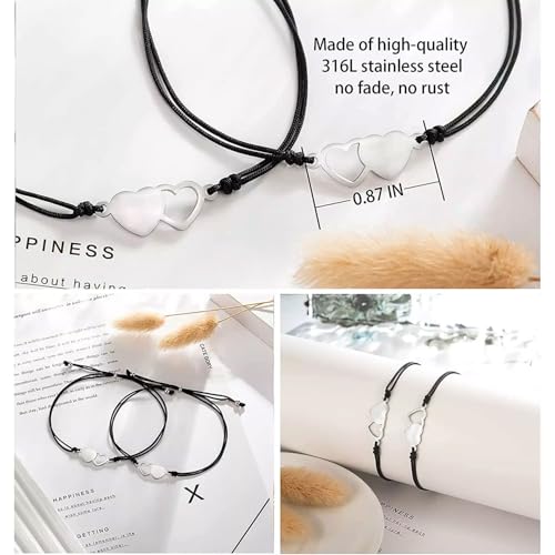 Image of Shining Diva Fashion Best Friends Friendship Bracelets for Women & Girls | Matching Heart Bracelets | Stylish Gifts for Girls | Anti Tarnish Stainless Steel Jewellery