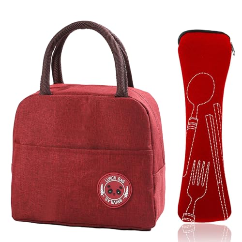 XOPOZON - Bolsa isotérmica de comida 6L, almuerzo caja isotérmica, juego de 5 cubiertos de camping, bolsa de almuerzo impermeable aislada, bolsa de almuerzo caja adecuada para la escuela de oficina de