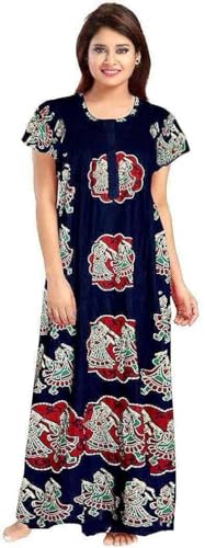 Image of YUKATA Nighty for Women Cotton Printed Maxi Gown Ankle Length Nighty Night Dress Gown for Women Maxi - Free Size (Pack of 2)