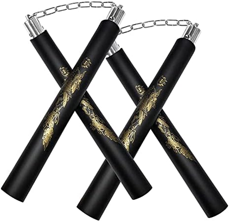 zalani Nunchucks,Secure Foam Rubber Coaching Nunchucks/Nunchakus with Metal Swivel Chain(2 Pack Black
