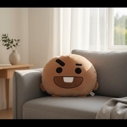 Image of MINISO BT21 SHOOKY Head-Shaped Plush Pillow 16 Inch | Soft Character Cushion Toy