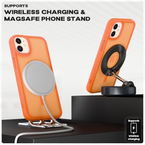 Image of Pikkme Back Cover for iPhone 11 | Mag-Safe Compatible | Smoke Frosted Transparent Matte Finish | Hard PC + Soft TPU | Shockproof | Raised Camera Protection Bumper Case (Orange Smoke Mag-Safe)