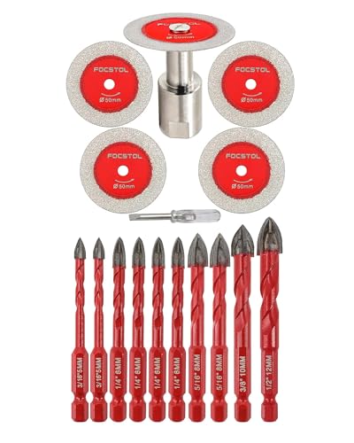 Foret sec diamant carrelage et disque tronconner verre FOCSTOL avec bride M14