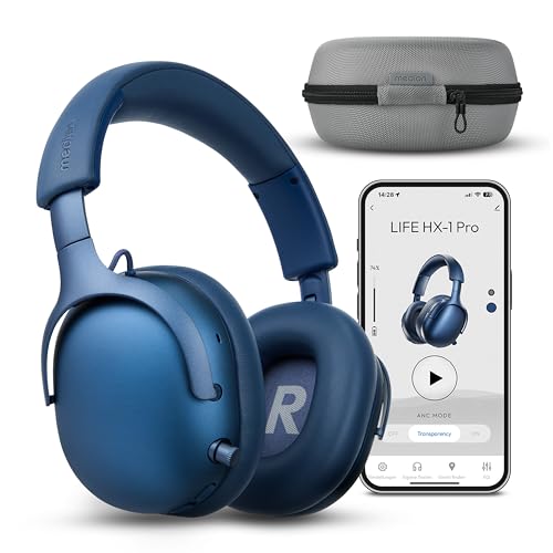 MEDION cuffie Over Ear HX-1 Pro (wireless, cancellazione attiva del rumore ibrida ANC, Bluetooth 6.0, 7+1 preset EQ, fino a 190 h di autonomia, protezione dagli spruzzi IPX4), blu