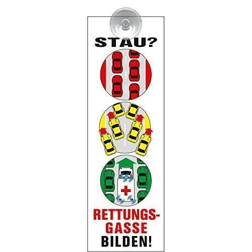 Schild mit Saugnapf - Stau ? Rettungsgasse bilden ! - 309523 - Gr. ca. 7 x 21,5 cm