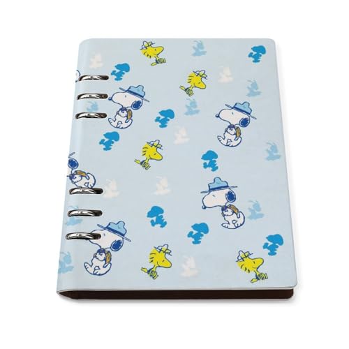 スヌーピー システム手帳 PU ノートメモ帳 バインダーノート A5サイズ 手帳 スケジュール帳 6穴 レザー 日記帳 記録ノート ルーズリーフ式 詰め替え可 メモ帳 バインダーリング 文房用具 プレゼント 贈り物 子供 学生