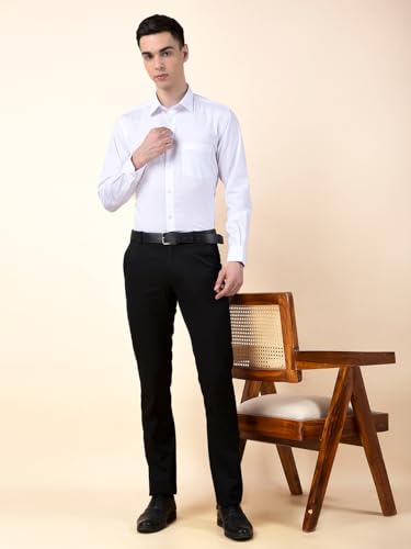 Image of Cantabil Formal Shirt for Men | Breathable & Soft with Color Fastness Regular Cotton Fabric Solid Pattern (P MSHF00364H)