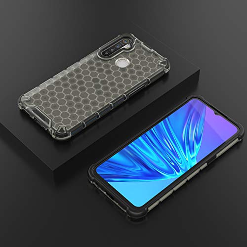 Image of Glasgow | for Realme 5 Honeycomb Pattern Back Case Cover for Realme 5 with 4 Bumper Corners and Military Grade Protection - Black