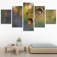 SIGNWIN 5 Panel Canvas Wall Art Modern Art Ants Butterfly Colorful Insects Minimalist Multicolor Photography for Home Decorations Ready to Hang - 60